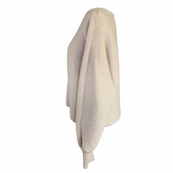 Good American Ribbed crewneck Sweatshirt Tan Large Athleisure Athletic - Picture 2 of 9